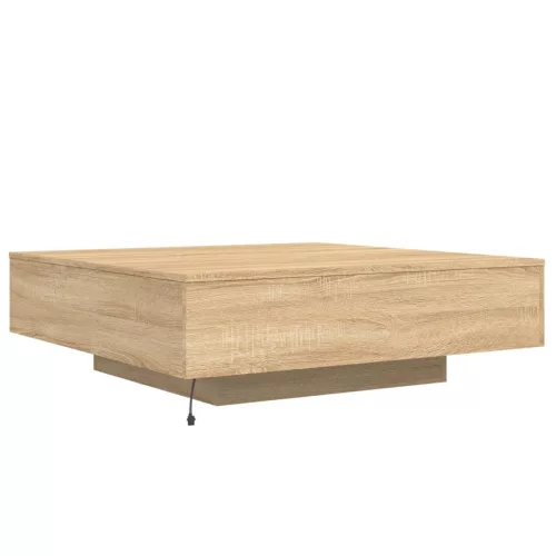 sonoma tölgy színű dohányzóasztal LED-lámpákkal 100x100x31 cm