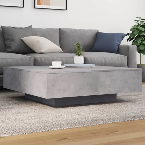  betonszürke dohányzóasztal LED-lámpákkal 100 x 100 x 31 cm
