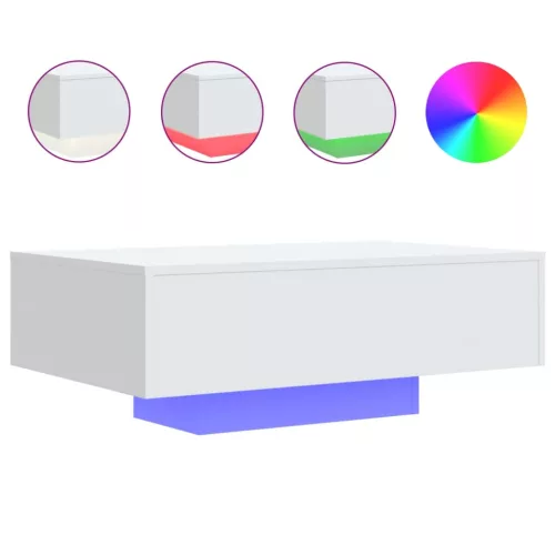  fehér dohányzóasztal LED-lámpákkal 85 x 55 x 31 cm