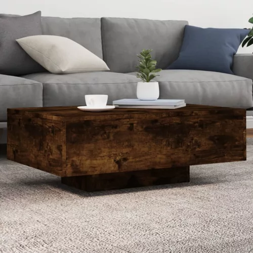  füstös tölgy színű dohányzóasztal LED-lámpákkal 85 x 55 x 31 cm
