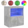  betonszürke tálalószekrény LED-világítással 60,5 x 37 x 67 cm