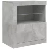  betonszürke tálalószekrény LED-világítással 60,5 x 37 x 67 cm