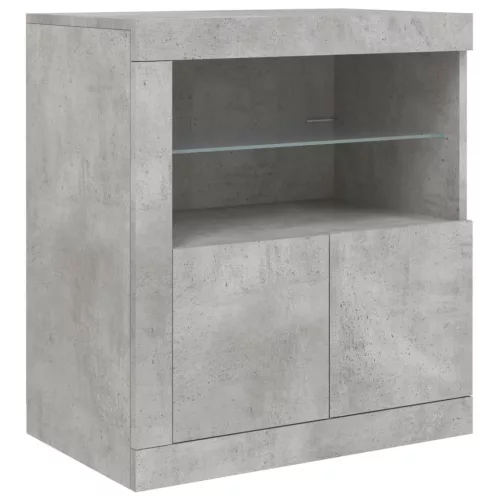  betonszürke tálalószekrény LED-világítással 60,5 x 37 x 67 cm