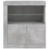  betonszürke tálalószekrény LED-világítással 60,5 x 37 x 67 cm