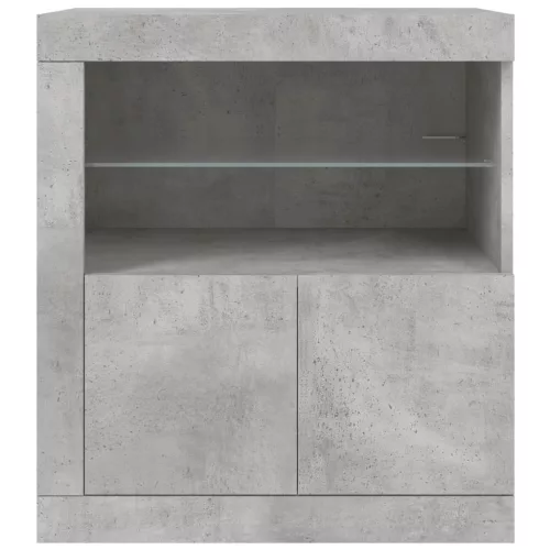  betonszürke tálalószekrény LED-világítással 60,5 x 37 x 67 cm