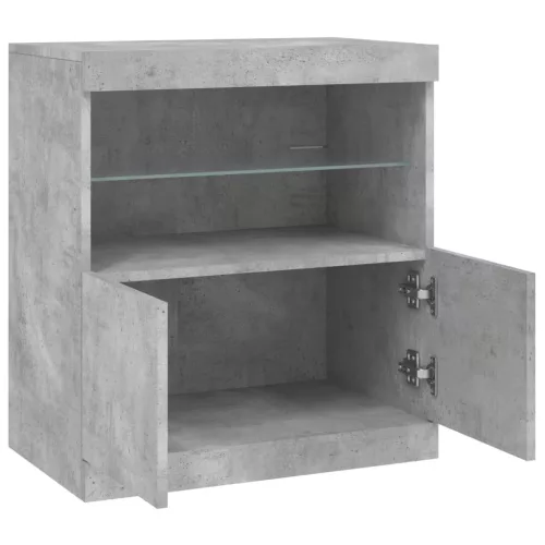  betonszürke tálalószekrény LED-világítással 60,5 x 37 x 67 cm