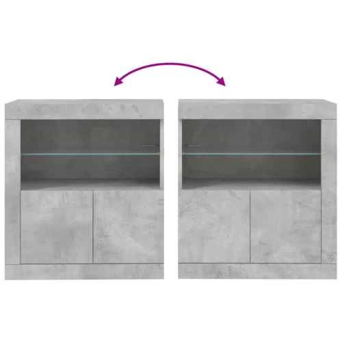  betonszürke tálalószekrény LED-világítással 60,5 x 37 x 67 cm