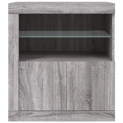  szürke sonoma színű tálalószekrény LED-ekkel 60,5 x 37 x 67 cm