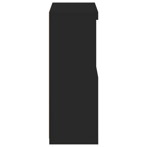  fekete szerelt fa tálalószekrény LED-világítással