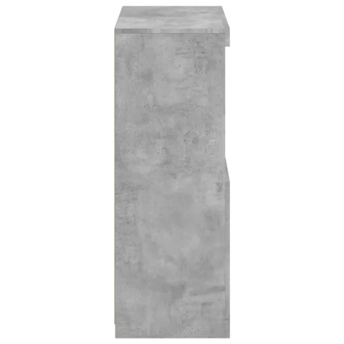  betonszürke szerelt fa tálalószekrény LED-világítással