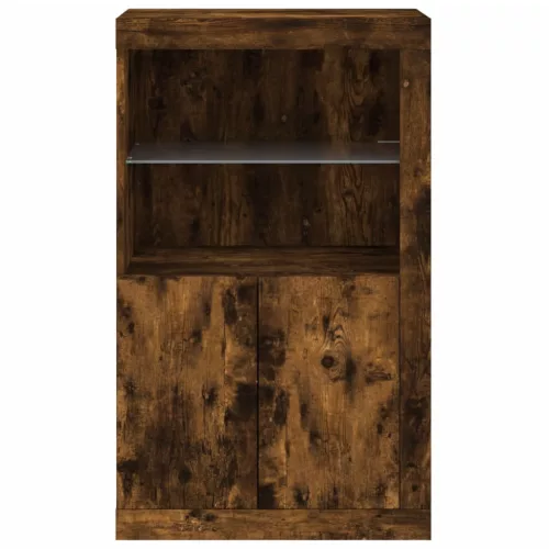  füstös tölgy színű szerelt fa tálalószekrény LED-világítással