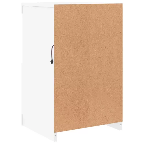  fehér szerelt fa tálalószekrény LED-világítással