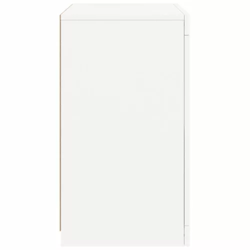  2 db fehér szerelt fa kisszekrény LED-fényekkel