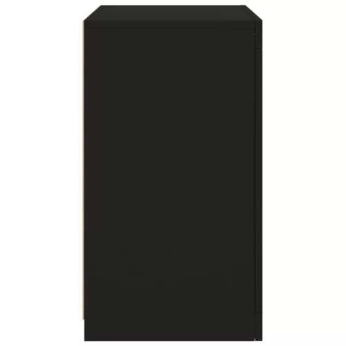  2 db fekete szerelt fa kisszekrény LED-fényekkel