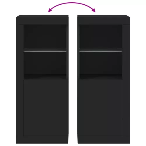  fekete tálalószekrény LED-világítással 41 x 37 x 100 cm