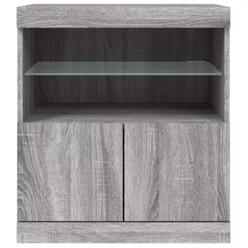  szürke sonoma színű tálalószekrény LED-ekkel 60 x 37 x 67 cm