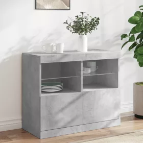    betonszürke tálalószekrény LED-világítással 81 x 37 x 67 cm