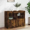  füstös tölgy színű tálalószekrény LED-ekkel 81 x 37 x 67 cm