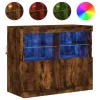  füstös tölgy színű tálalószekrény LED-ekkel 81 x 37 x 67 cm