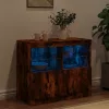  füstös tölgy színű tálalószekrény LED-ekkel 81 x 37 x 67 cm