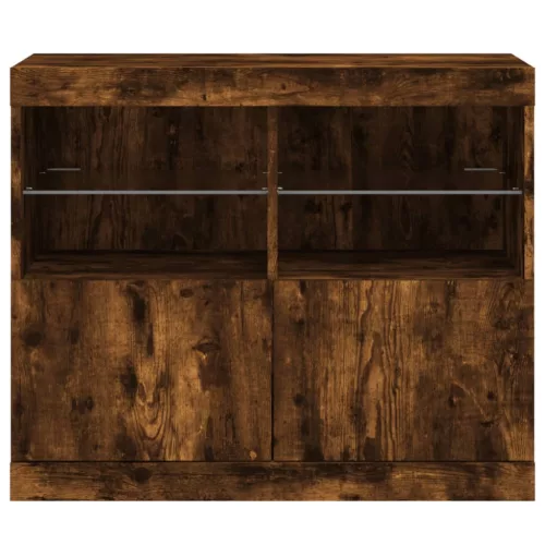  füstös tölgy színű tálalószekrény LED-ekkel 81 x 37 x 67 cm