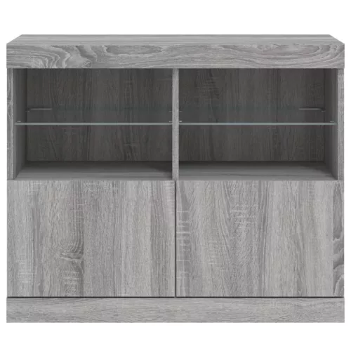  szürke sonoma színű tálalószekrény LED-ekkel 81 x 37 x 67 cm