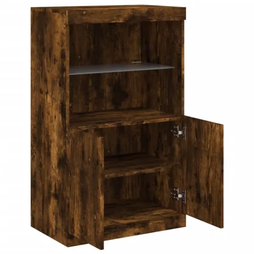  füstös tölgy színű tálalószekrény LED-ekkel 60,5 x 37 x 100 cm