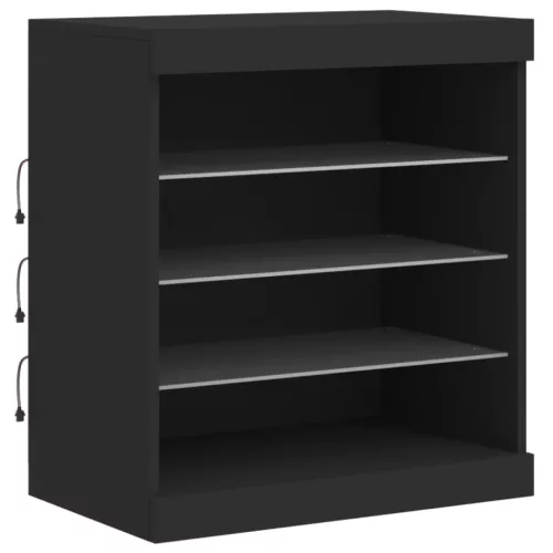  fekete tálalószekrény LED-világítással 60,5 x 37 x 67 cm