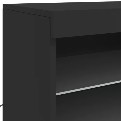  fekete tálalószekrény LED-világítással 60,5 x 37 x 67 cm