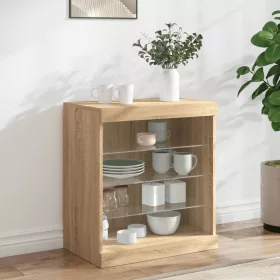    sonoma tölgy színű tálalószekrény LED-világítással 60,5x37x67cm