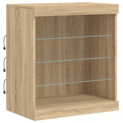  sonoma tölgy színű tálalószekrény LED-világítással 60,5x37x67cm