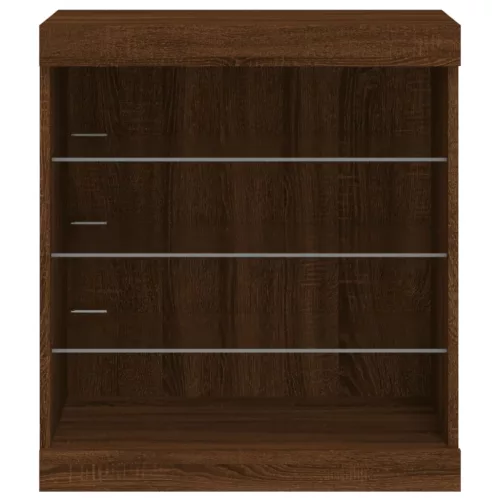  barna tölgy színű tálalószekrény LED-világítással 60,5x37x67 cm