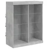  betonszürke tálalószekrény LED-világítással 81 x 37 x 100 cm
