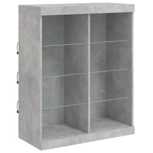  betonszürke tálalószekrény LED-világítással 81 x 37 x 100 cm