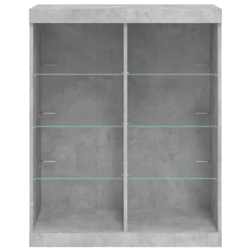  betonszürke tálalószekrény LED-világítással 81 x 37 x 100 cm