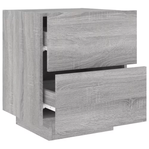  szürke sonoma színű szerelt fa éjjeliszekrény LED-fényekkel