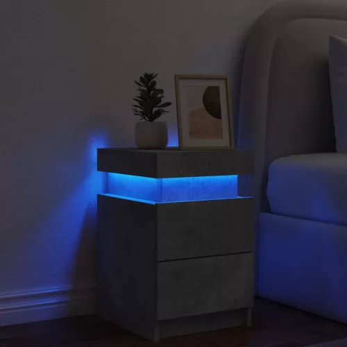  betonszürke éjjeliszekrény LED-világítással 35 x 39 x 55 cm