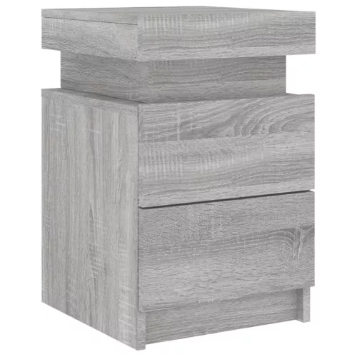  2 db szürke sonoma színű éjjeliszekrény LED-ekkel 35x39x55 cm