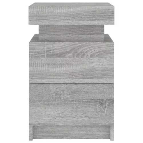  2 db szürke sonoma színű éjjeliszekrény LED-ekkel 35x39x55 cm
