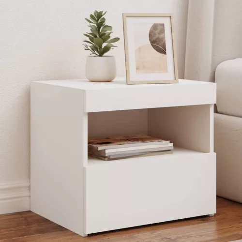  fehér éjjeliszekrény LED-világítással 50 x 40 x 45 cm