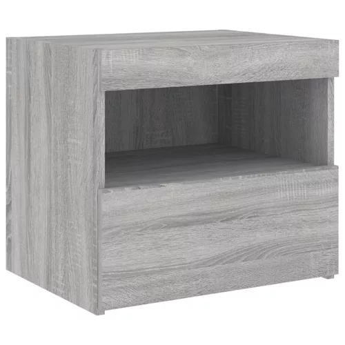  2 db szürke sonoma színű éjjeliszekrény LED-ekkel 50x40x45 cm