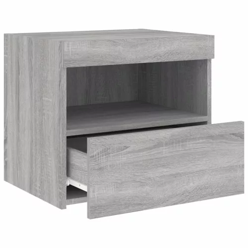  2 db szürke sonoma színű éjjeliszekrény LED-ekkel 50x40x45 cm