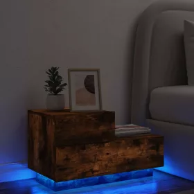    füstös tölgy színű éjjeliszekrény LED-fényekkel 70x36x40,5 cm