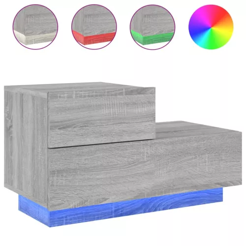  szürke sonoma éjjeliszekrény LED-világítással 70 x 36 x 40,5 cm