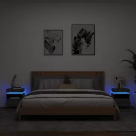    2 db szürke sonoma éjjeliszekrény LED-fényekkel 40x39x48,5 cm