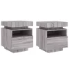  2 db szürke sonoma éjjeliszekrény LED-fényekkel 40x39x48,5 cm