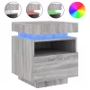  2 db szürke sonoma éjjeliszekrény LED-fényekkel 40x39x48,5 cm