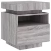  2 db szürke sonoma éjjeliszekrény LED-fényekkel 40x39x48,5 cm