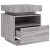  2 db szürke sonoma éjjeliszekrény LED-fényekkel 40x39x48,5 cm