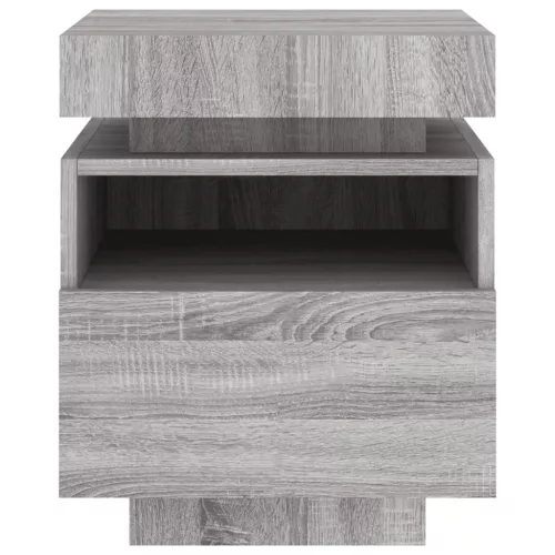  2 db szürke sonoma éjjeliszekrény LED-fényekkel 40x39x48,5 cm